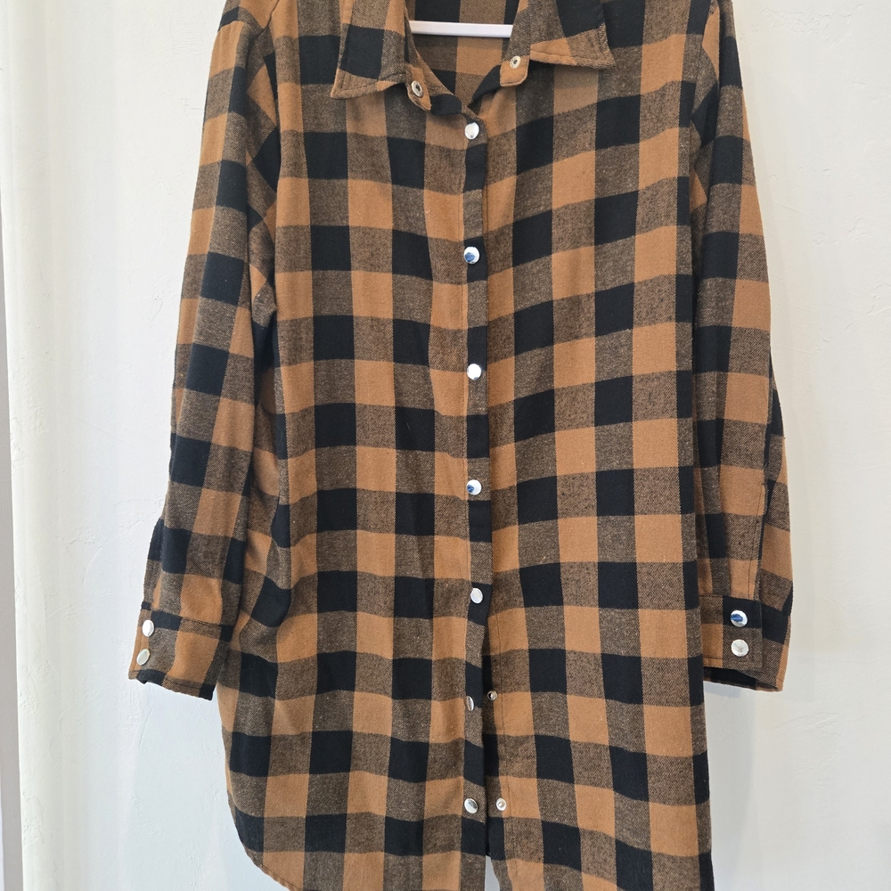Zeagoo Black and Brown Plaid Shirt